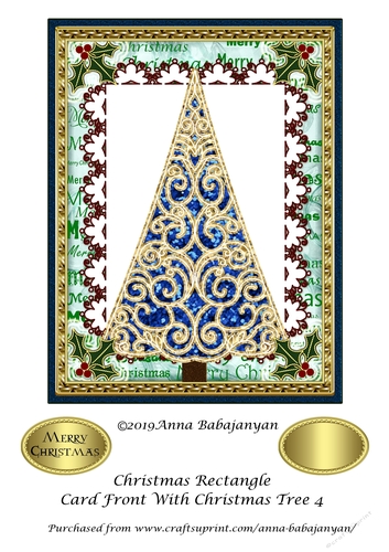 Christmas Rectangle Card Front With Christmas Tree 4