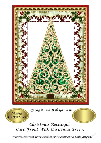 Christmas Rectangle Card Front With Christmas Tree 5