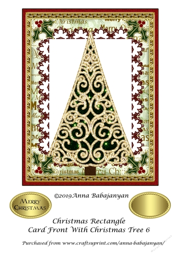 Christmas Rectangle Card Front With Christmas Tree 6