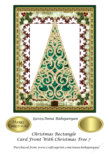 Christmas Rectangle Card Front With Christmas Tree 7