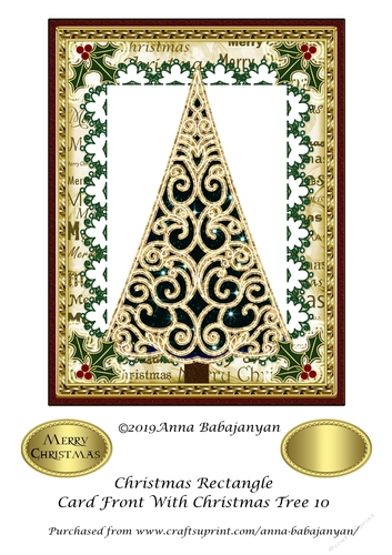 Christmas Rectangle Card Front With Christmas Tree 10