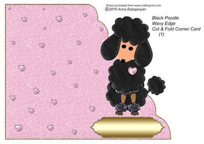 Black Poodle Wavy Edge Cut & Fold Corner Card 1