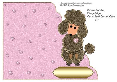 Brown Poodle Wavy Edge Cut & Fold Corner Card 1
