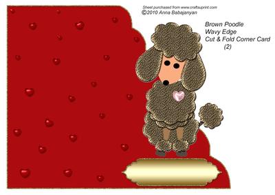 Brown Poodle Wavy Edge Cut & Fold Corner Card 2