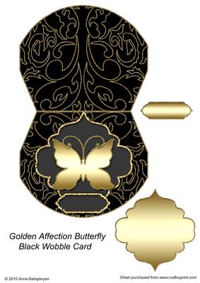 Golden Affection Butterfly Black Wobble Card