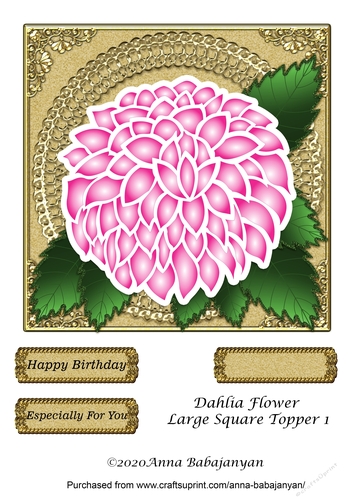 Dahlia Flower Large Square Topper 1
