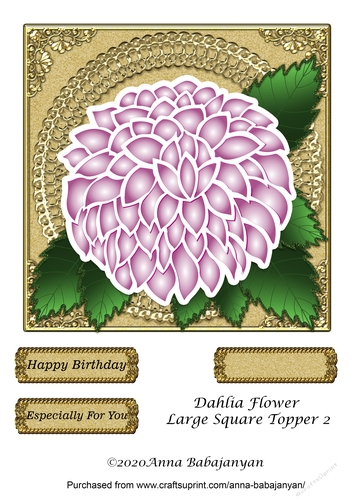 Dahlia Flower Large Square Topper 2