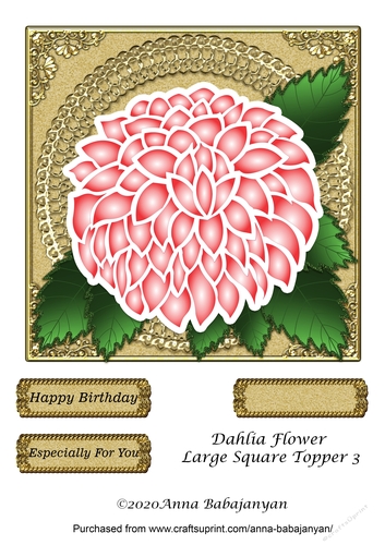 Dahlia Flower Large Square Topper 3