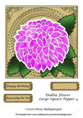 Dahlia Flower Large Square Topper 4