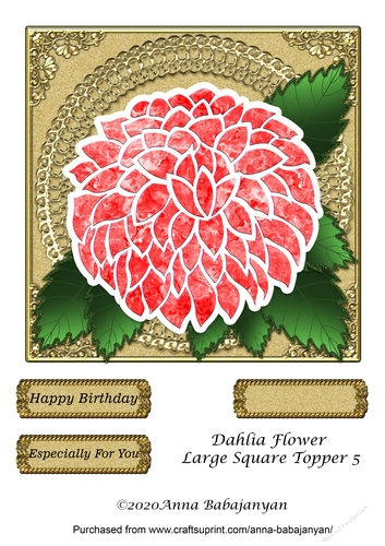 Dahlia Flower Large Square Topper 5