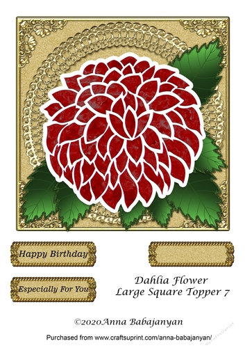 Dahlia Flower Large Square Topper 7
