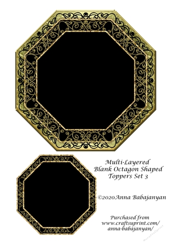 Multi-Layered Blank Octagon Shaped Toppers Set 3