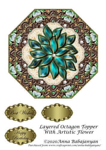Layered Octagon Topper With Artistic Flower