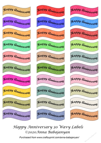 Happy Anniversary 30 Wavy Labels