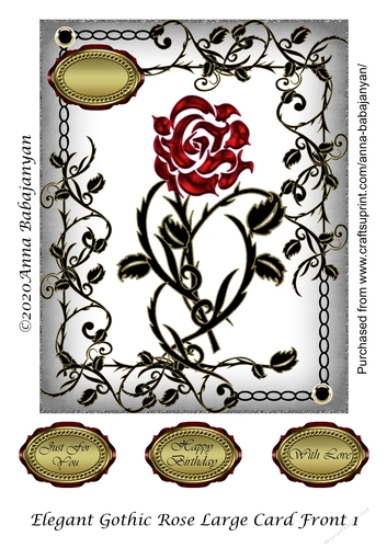 Elegant Gothic Rose Large Card Front 1