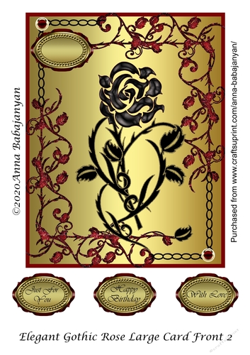 Elegant Gothic Rose Large Card Front 2