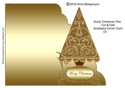 Swirly Christmas Tree Cut & Fold Scalloped Corner Card 2