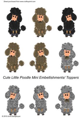 Cute Little Poodle Mini Embellishments/ Toppers
