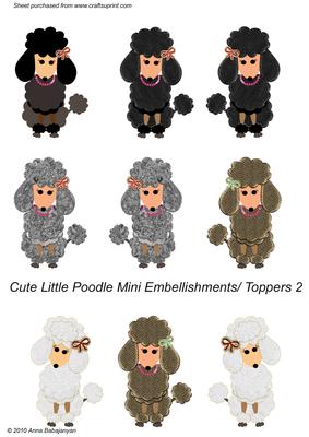Cute Little Poodle Mini Embellishments/ Toppers 2