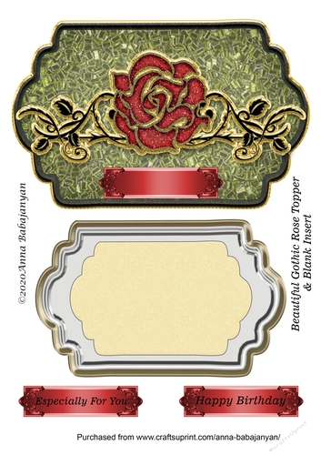 Beautiful Gothic Rose Topper & Blank Insert