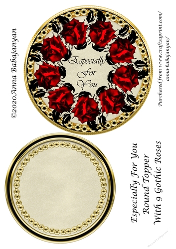 Especially For You Round Topper With 9 Gothic Roses