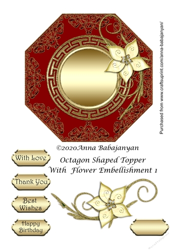 Octagon Shaped Topper With Flower Embellishment 1
