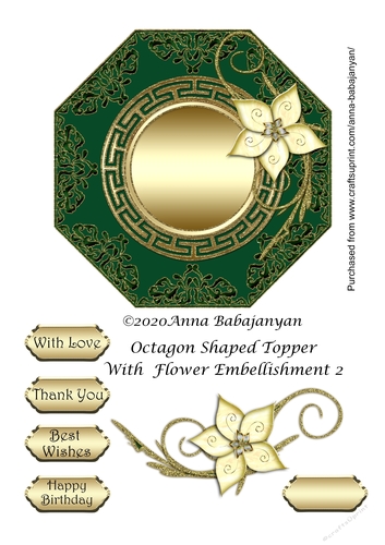 Octagon Shaped Topper With Flower Embellishment 2