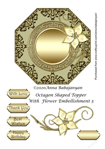 Octagon Shaped Topper With Flower Embellishment 5