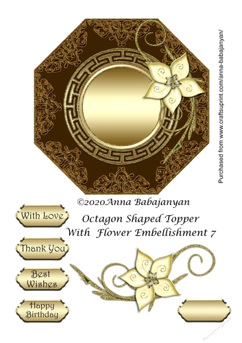 Octagon Shaped Topper With Flower Embellishment 7