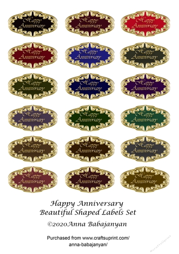 Happy Anniversary Beautiful Shaped Labels