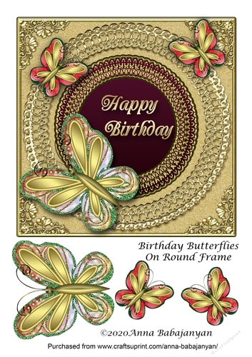 Birthday Butterflies On Round Frame