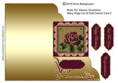 Rose for Various Occasions Wavy Edge Cut&fold Corner Card 2