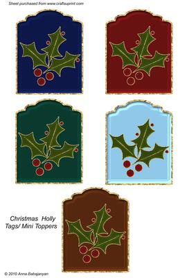 Christmas Holly Tags/ Mini Toppers