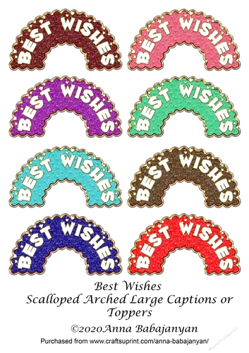Best Wishes Scalloped Arched Large Captions or Toppers