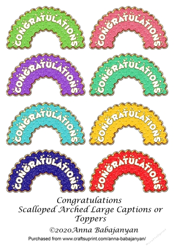 Congratulations Scalloped Arched Large Captions or Toppers