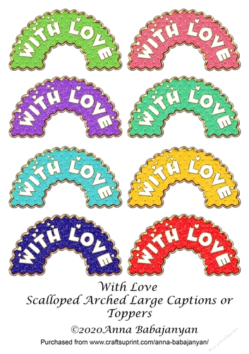 With Love Scalloped Arched Large Captions or Toppers