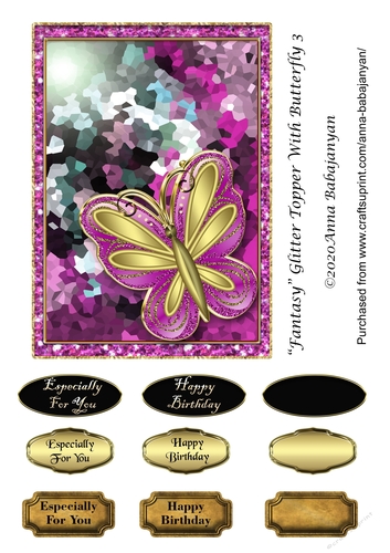 Fantasy Glitter Topper With Butterfly 3