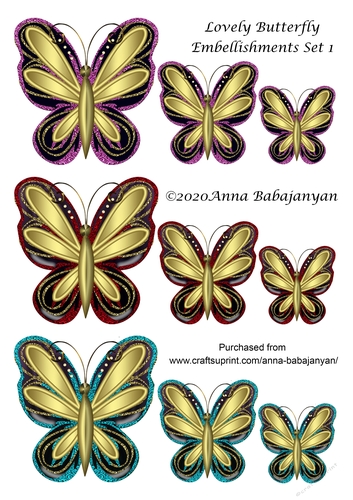 Lovely Butterfly Embellishments Set 1