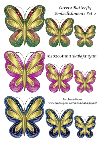 Lovely Butterfly Embellishments Set 2