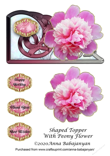 Shaped Topper With Peony Flower