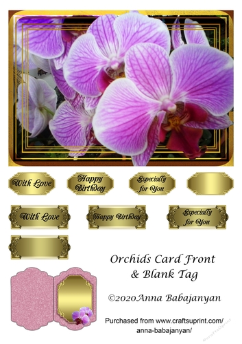 Orchids Card Front & Blank Tag
