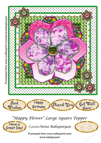 Happy Flower Large Square Topper