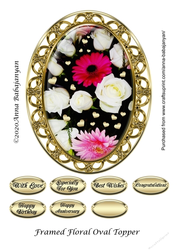 Framed Oval Floral Topper