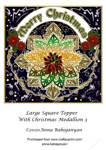 Large Square Topper With Christmas Medallion 3