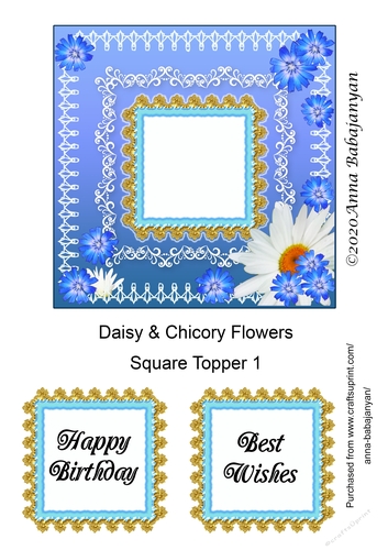 Daisy & Chicory Flowers Square Topper 1