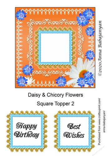 Daisy & Chicory Flowers Square Topper 2