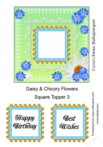 Daisy & Chicory Flowers Square Topper 3