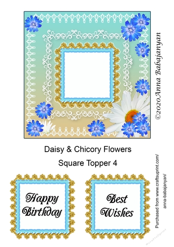 Daisy & Chicory Flowers Square Topper 4