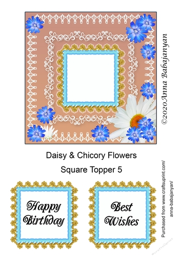 Daisy & Chicory Flowers Square Topper 5