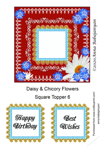 Daisy & Chicory Flowers Square Topper 6
